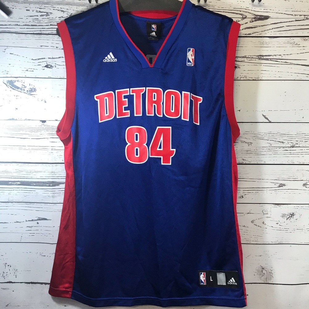 Vintage Blue Chris Webber #84 Detroit Pistons Adidas Jersey Adult Large